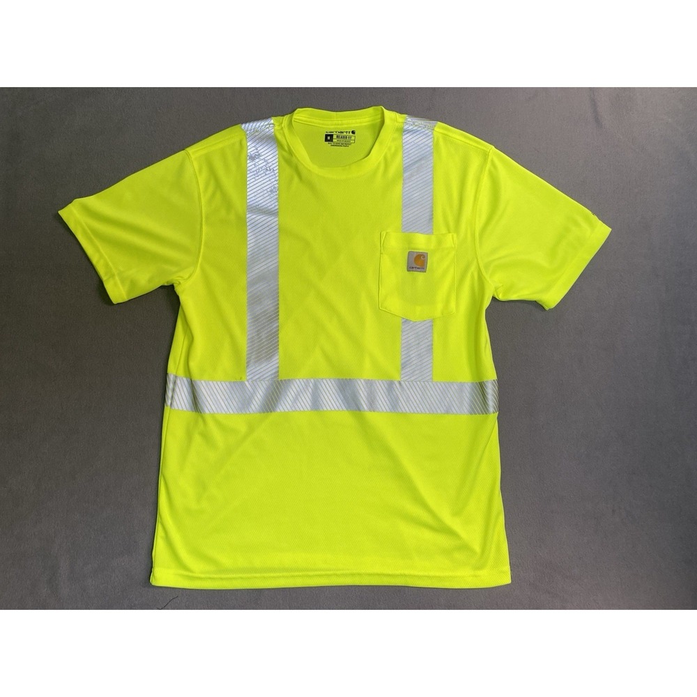 Carhartt Shirt Men M Neon Yellow Short Sleeve Relaxed High Visibility "Force"